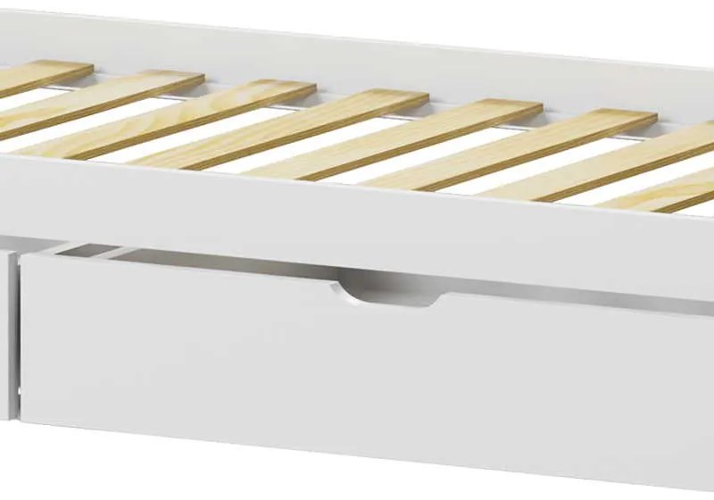 Παιδικό κρεβάτι Mellin τ.Montessori με 2 συρτάρια pakoworld ξύλο πεύκου σε λευκή απόχρωση 90x190εκ
