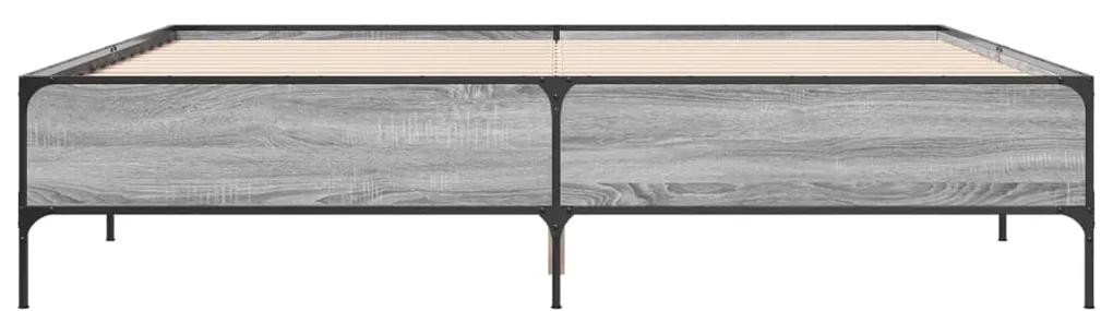vidaXL Πλαίσιο Κρεβατιού Γκρι Sonoma 200x200 εκ. Επεξ. Ξύλο & Μέταλλο