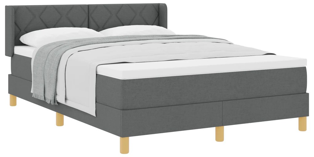 vidaXL Κρεβάτι με βάθος και στρώμα σκούρο γκρι 140 x 200 εκ από ύφασμα