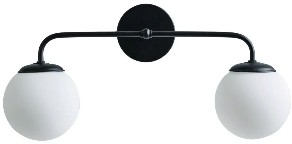 Απλίκα Φωτιστικό Τοίχου 2xG9 Οπάλ Γυαλί Φ13cm Arkolight-710-3/2-Μαύρο 710-3/2