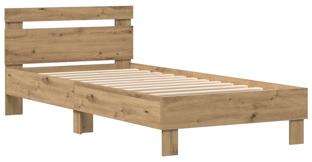 vidaXL Κρεβάτι με LED Φώτα Artisan Oak 100x200 εκ