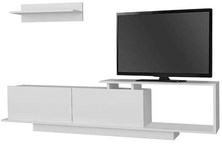 Έπιπλο τηλεόρασης Novara Megapap από μελαμίνη χρώμα λευκό 180x29,6x45εκ.