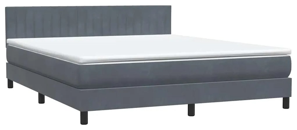 Κρεβάτι Boxspring με Στρώμα Σκούρο Γκρι 180x210 εκ. Βελούδινο - Γκρι