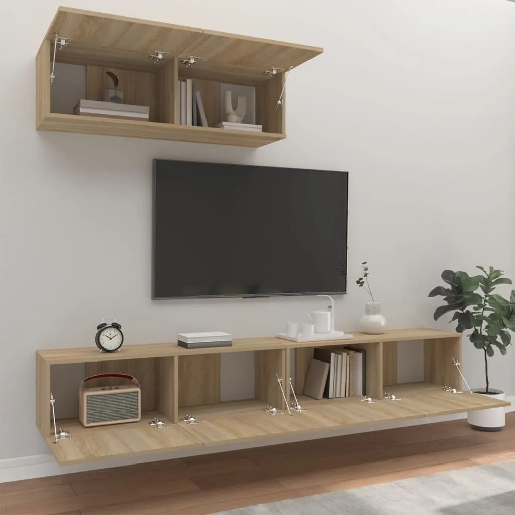vidaXL Σετ Επίπλων Τηλεόρασης 3 Τεμαχίων Sonoma Δρυς Επεξ. Ξύλο