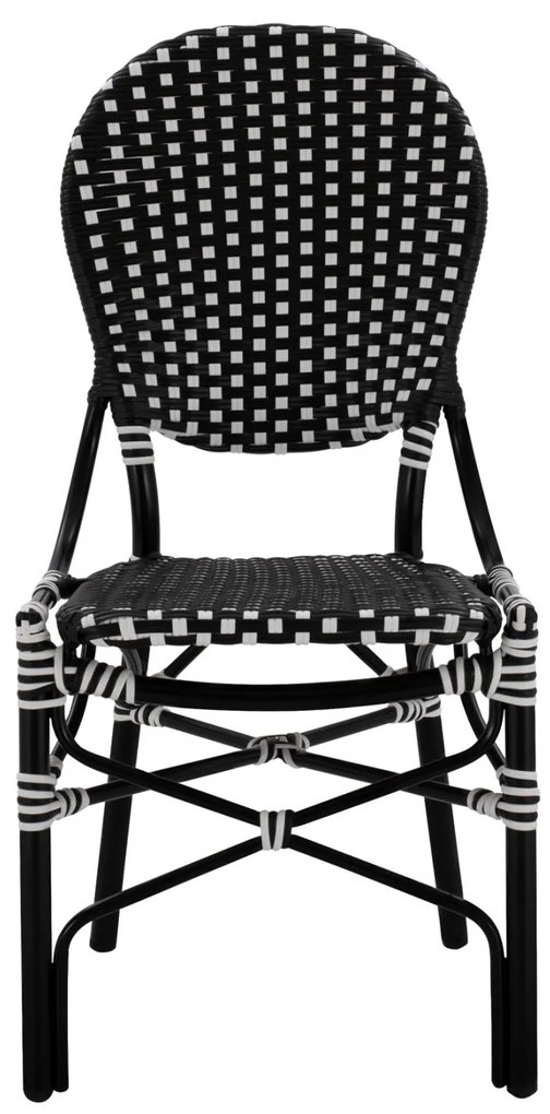 Καρέκλα C5792.02 Αλουμινίου Bamboo Look με Wicker Μαύρο - Λευκό 46x60x96 εκ. 46x60x96 εκ.