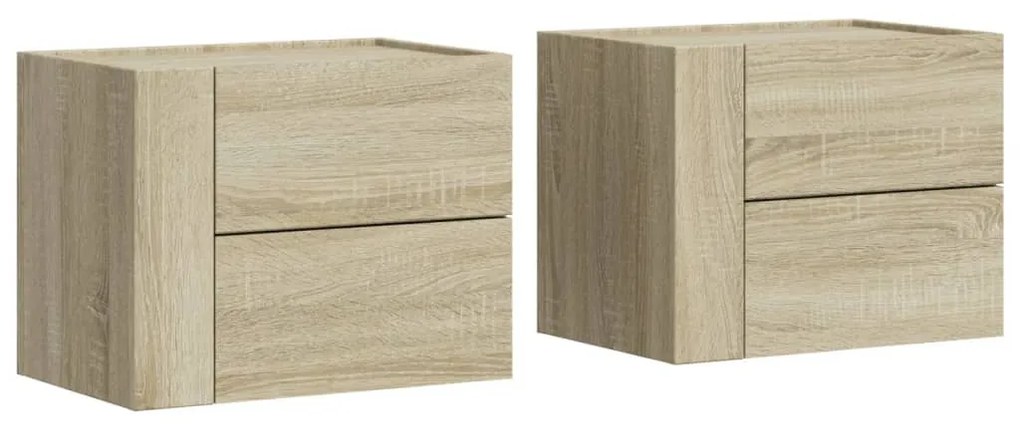 vidaXL Κομοδίνα Επιτοίχια 2 τεμ. Sonoma Δρυς 45x30x35 εκ.