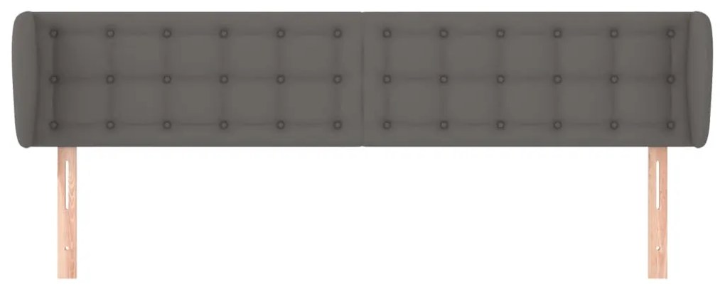 Κεφαλάρι με Πτερύγια Γκρι 203x23x78/88 εκ. Συνθετικό Δέρμα 3117256