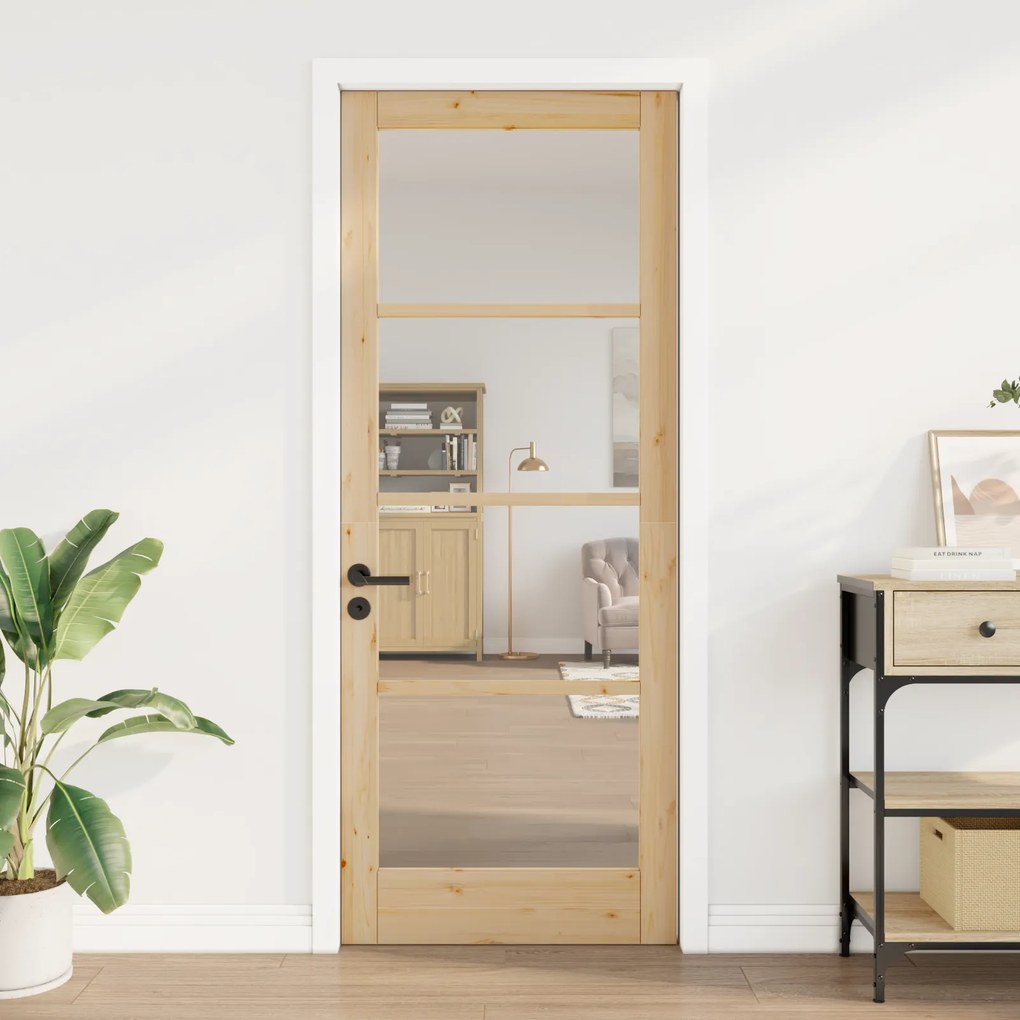 vidaXL Εσωτερική Πόρτα με Γυαλί "ORKDAL" 83x211x4 εκ. Μασίφ Ξύλο Πεύκου