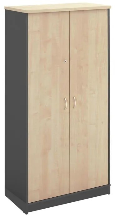 WOODWELL ΕΟ126,5ΝΤΟΥΛΑΠΑ-Α Γραφείου Δίφυλλη, 4 Ράφια, Απόχρωση Dark Grey - Beech 80x40x172cm ΕΟ126,5
