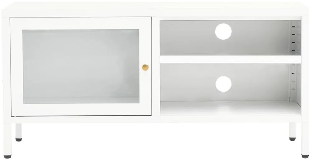 vidaXL Έπιπλο Τηλεόρασης Λευκό 90 x 30 x 44 εκ. από Ατσάλι και Γυαλί