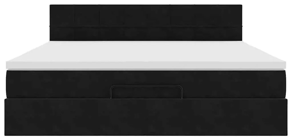 vidaXL Οθωμανικό κρεβάτι με στρώμα & LEDs Μαύρο 180x200cm Velvet