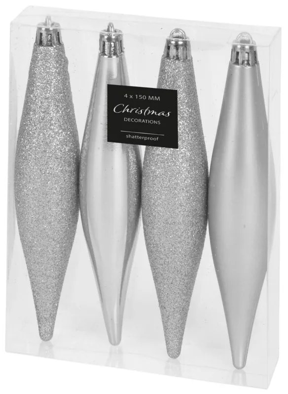 Χριστουγεννιάτικα Στολίδια (Σετ 4τμχ) K-M Silver CAN210410