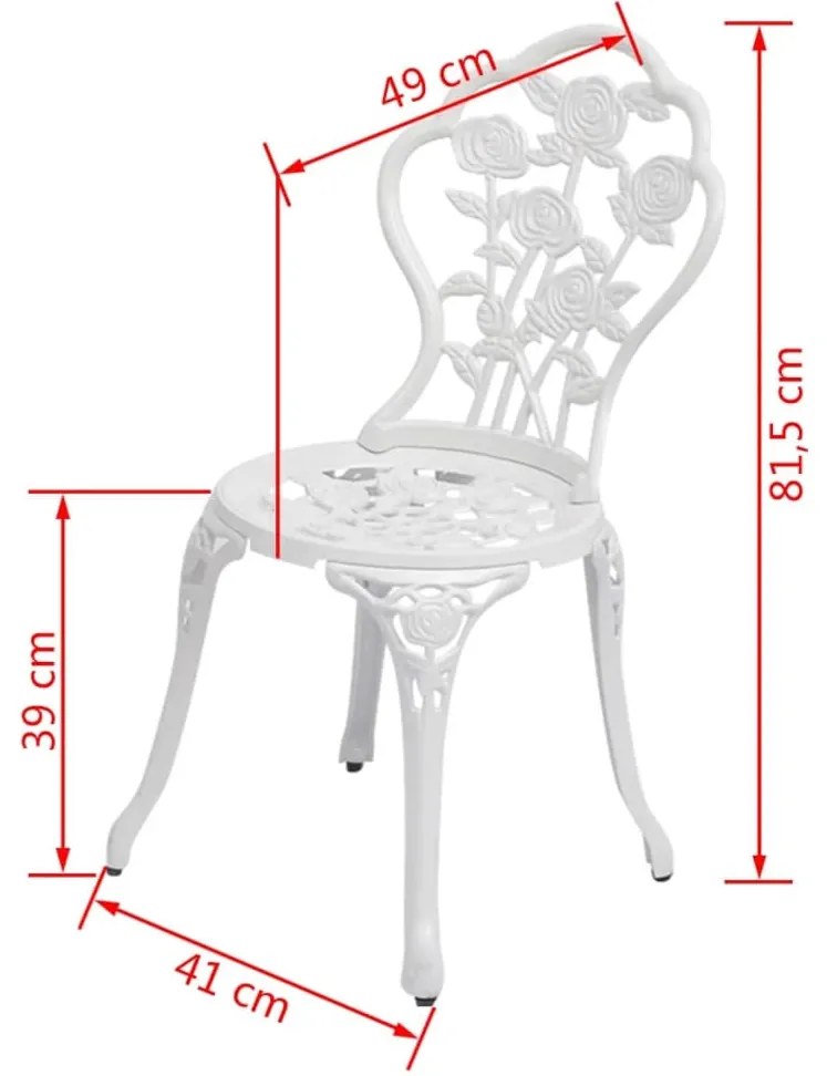 vidaXL Καρέκλες Bistro 2 τεμ. Λευκές από Χυτό Αλουμίνιο