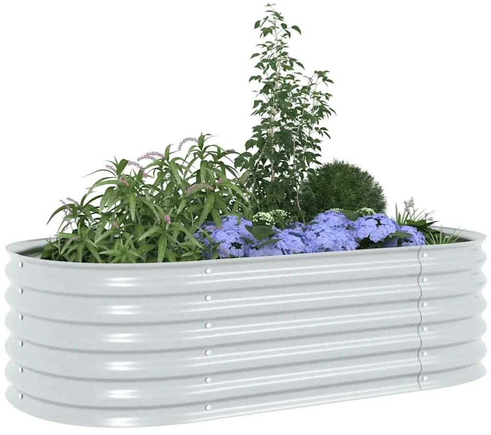vidaXL Ζαρντινιέρα Υπερυψωμένη Ασημί 160x80x44 εκ. Γαλβανισμ. Χάλυβας