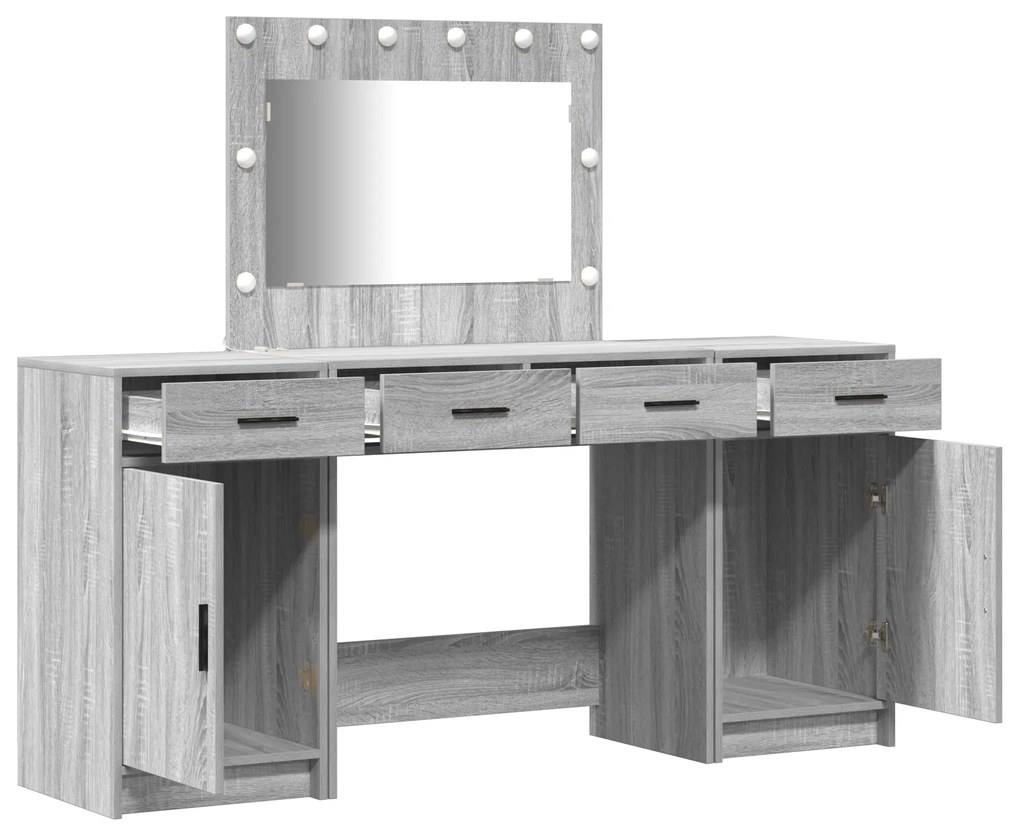 vidaXL Τραπέζι περιποίησης με συρτάρι 3 pcs Γκρι 40 x 41 x 75 εκ