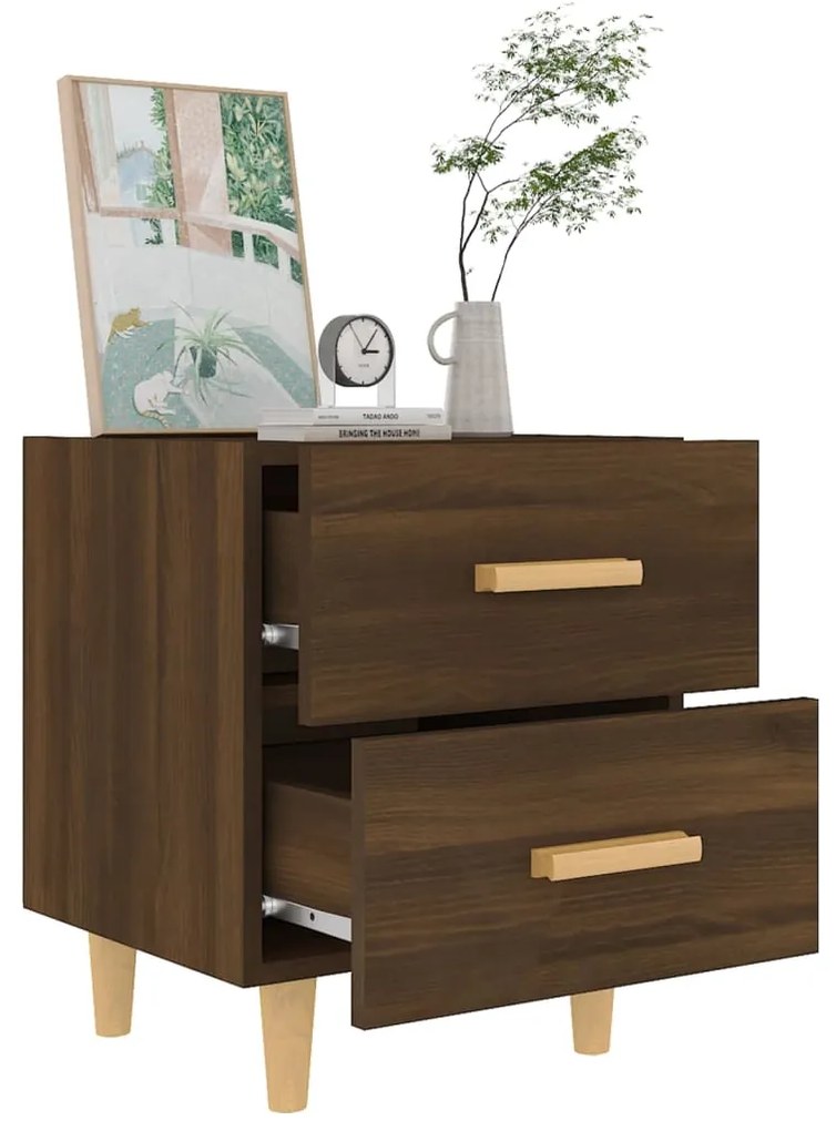 vidaXL Κομοδίνα 2 τεμ. Καφέ Δρυς 40 x 35 x 47,5 εκ.
