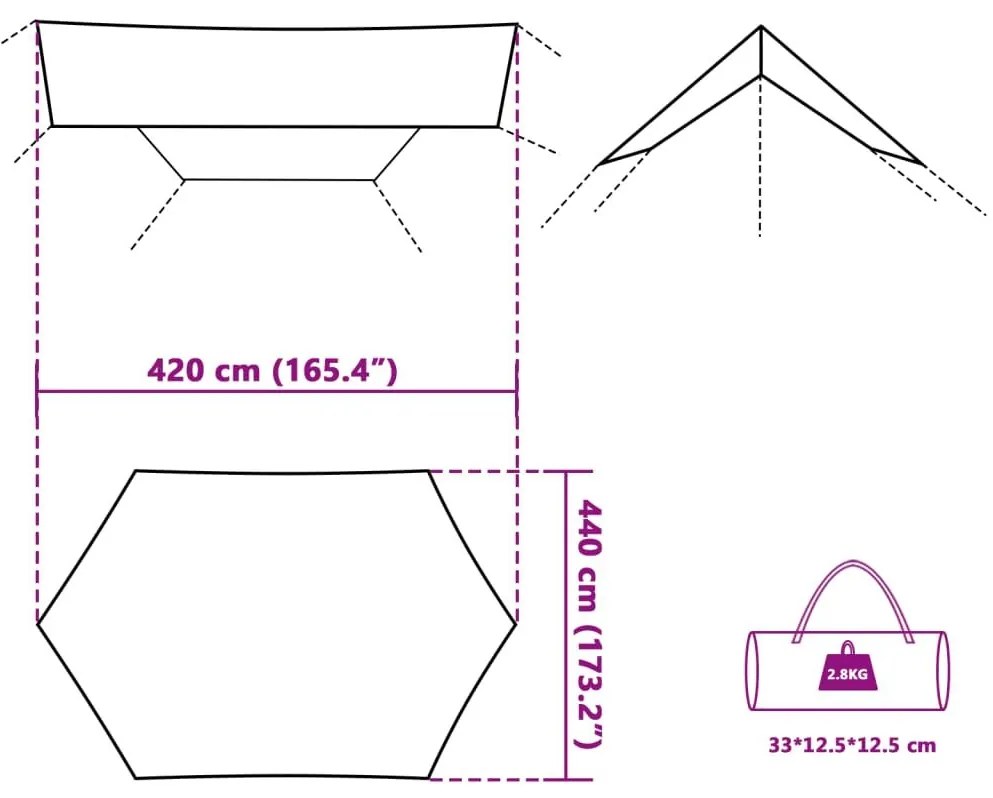 Μουσαμάς Κάμπινγκ Αδιάβροχος Πράσινος 420x440 εκ. - Πράσινο