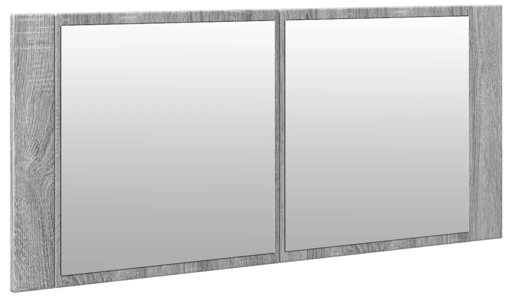 Ντουλάπι Μπάνιου με Καθρέφτη / LED Γκρι Sonoma 100x12x45 εκ. - Γκρι