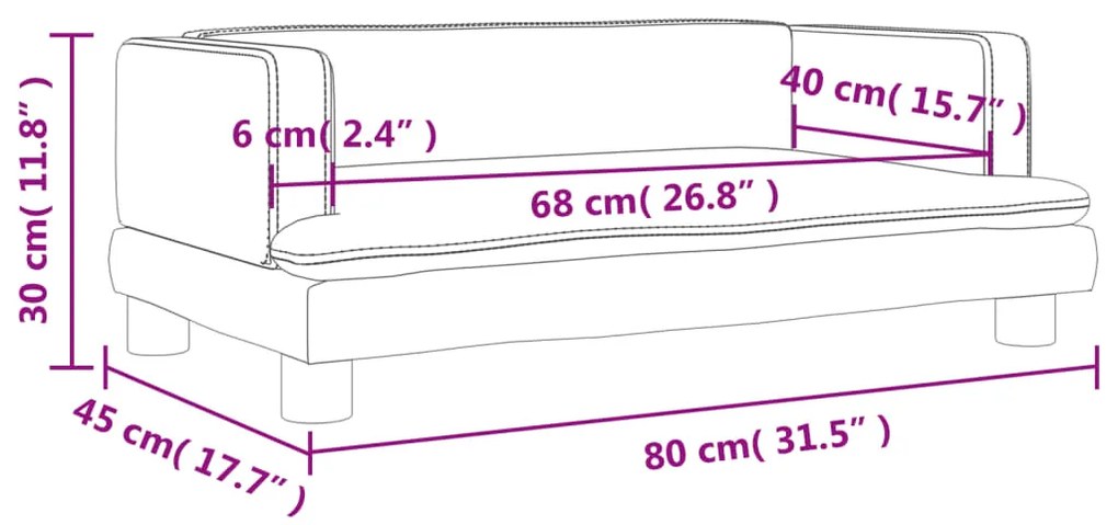 vidaXL Καναπές Παιδικός Καφέ 80 x 45 x 30 εκ. από Βελούδο