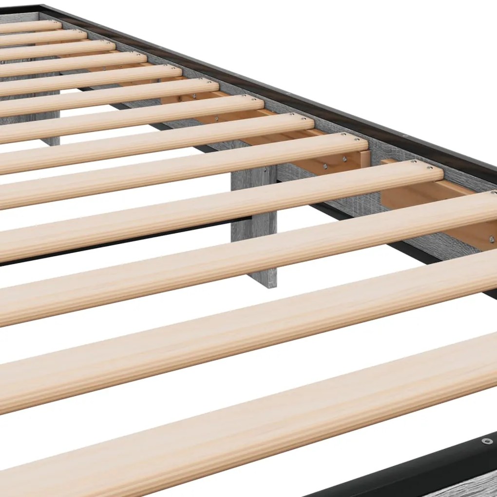 vidaXL Πλαίσιο Κρεβατιού Γκρι Sonoma 90x200 εκ. Επεξ. Ξύλο &amp; Μέταλλο