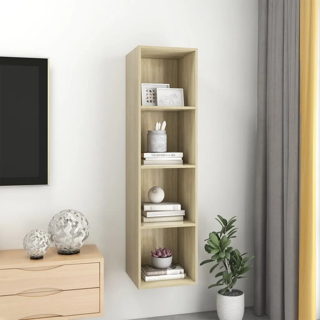 Έπιπλο Τηλεόρασης Κρεμαστό Δρυς 37x37x142,5 εκ. από Επεξ. Ξύλο 805492