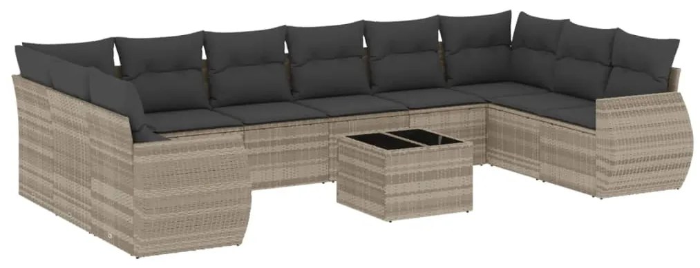 vidaXL Σαλόνι Κήπου 11 Τεμαχίων Αν. Γκρι Συνθετικό Ρατάν με Μαξιλάρια