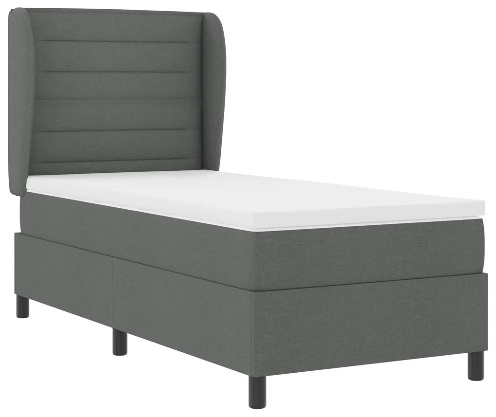 vidaXL κρεβάτι box spring με στρώμα σκούρο γκρι 80x200 εκ. ύφασμα