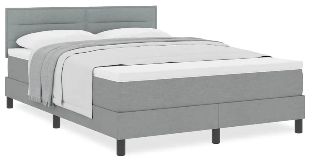 vidaXL Κρεβάτι box spring με στρώμα Ανοιχτό γκρι 140 x 190 cm ύφασμα