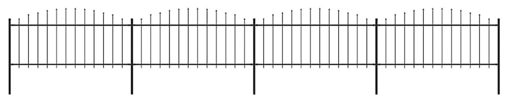 Φράχτης Κήπου με Κορυφή Δόρυ από Ατσάλι 714,5x75 εκ. Μαύρος