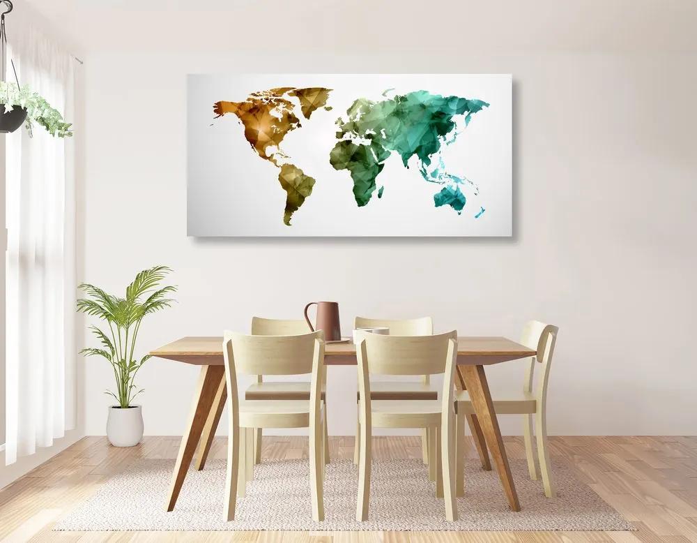 Εικόνα στον πολυγωνικό παγκόσμιο χάρτη με χρώμα φελλού - 100x50  flags