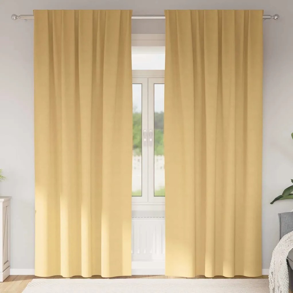 vidaXL Κουρτίνες με κουρτίνες 2 pcs Μπεζ 225x140εκ. Πολυεστέρας