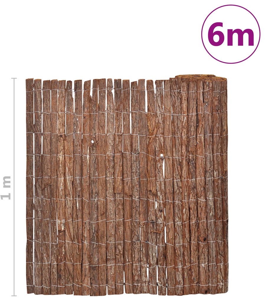 vidaXL Φράχτης από φλοιό δέντρου Καφέ 100 x 600 cm Φλοιός