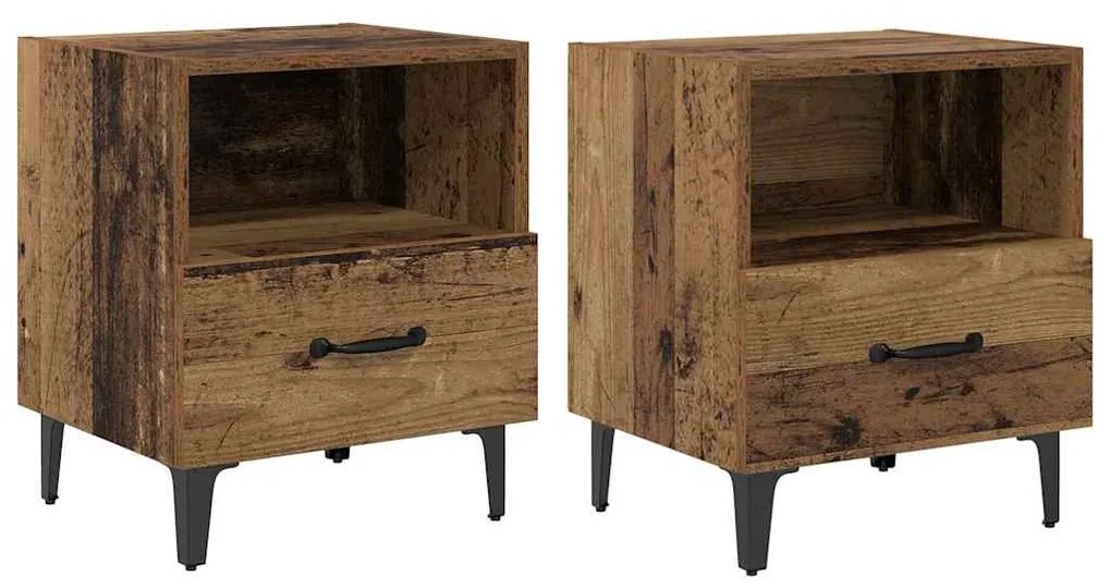 vidaXL Κομοδίνο 2 pcs Παλαιό ξύλο 40 x 35 x 47.5 εκ Επεξεργασμένο ξύλο