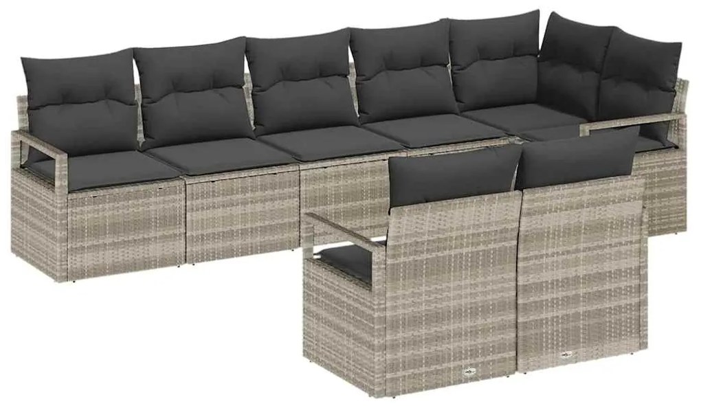 vidaXL Σετ Καναπέ Κήπου 8 pcs Ανοιχτό γκρι Πολυ ράταν