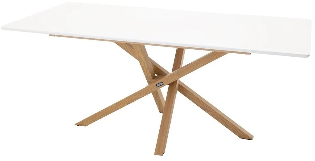 Τραπέζι Dallas 193, Δρυς, Άσπρο, 75x90x180cm, Ινοσανίδες μέσης πυκνότητας, Μέταλλο | Epipla1.gr