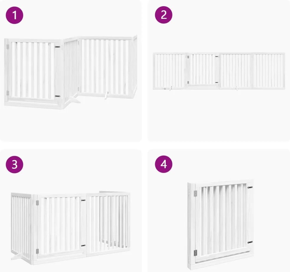 vidaXL Διαχωριστικό Σκύλων/Πόρτα Πτυσσόμενο 4 Πάνελ 320εκ. Ξύλο Λεύκας