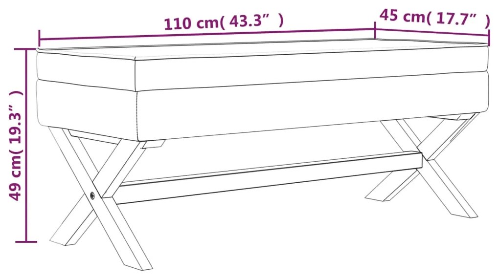 Σκαμπό Αποθήκευσης Ροζ 110 x 45 x 49 εκ. Βελούδινο - Ροζ