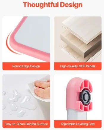 VEVOR Kids Chair and Desk Set Table Lamp Adjustable Height & Tilted Desktop Pink