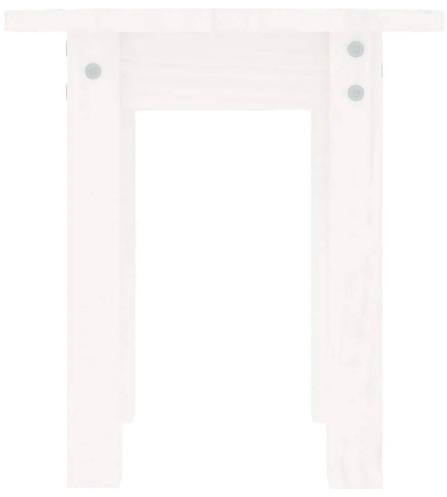 Τραπεζάκι Σαλονιού Λευκό Ø 35x35 εκ. από Μασίφ Ξύλο Πεύκου - Λευκό