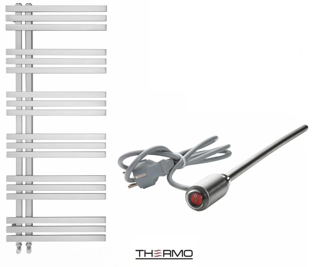 Thermo VIVO Θερμαινόμενη πετσετοκρεμάστρα από ανοξείδωτο χάλυβα με ηλεκτρική λειτουργία, 119x50cm Inox Brushed