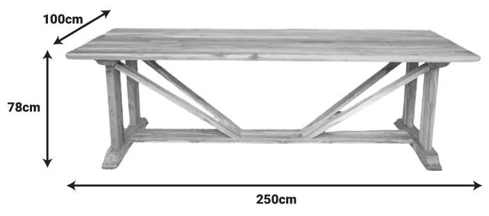 Τραπέζι Smarious teak ξύλο σε φυσική απόχρωση 250x100x78εκ