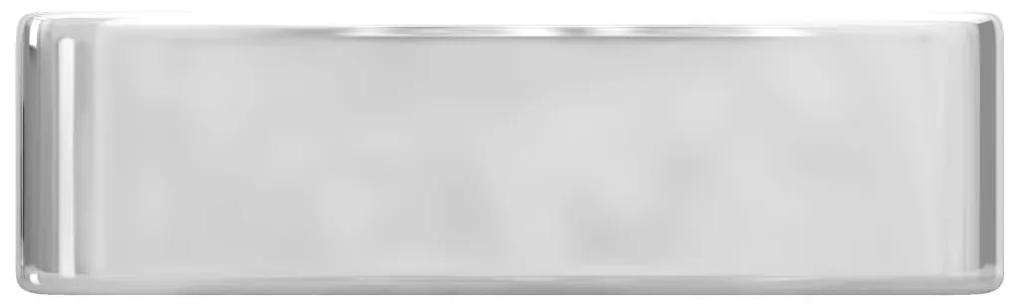 vidaXL Νιπτήρας με Οπή Βρύσης Ασημί 48 x 37 x 13,5 εκ. Κεραμικός