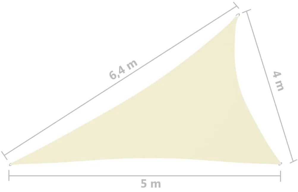 Πανί Σκίασης Τρίγωνο Κρεμ 4 x 5 x 6,4 μ. από Ύφασμα Oxford - Κρεμ