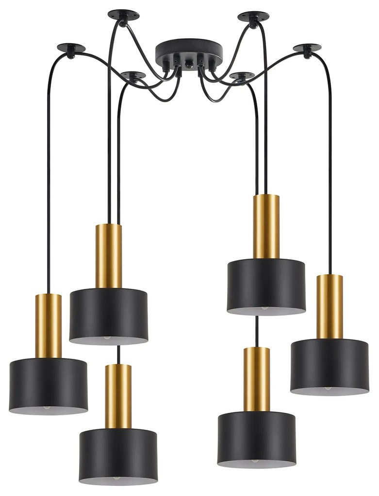 SE21-GM-4-BL6-MS1 ADEPT TUBE Gold Matt Pendant Black Metal Shade+ HOMELIGHTING 77-8632