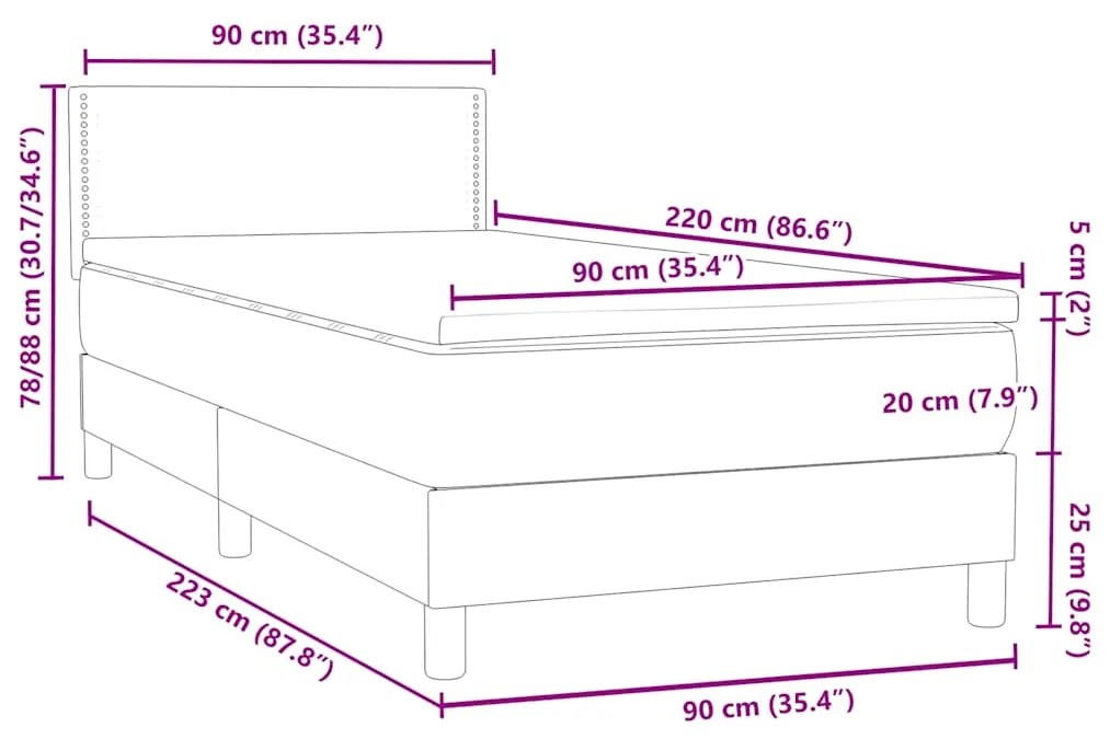 BOX SPRING ΚΡΕΒΑΤΙ ΜΕ ΣΤΡΩΜΑ ΑΝΟΙΧΤΟ ΓΚΡΙ 90X220 ΕΚ. ΒΕΛΟΥΔΙΝΟ 3316143