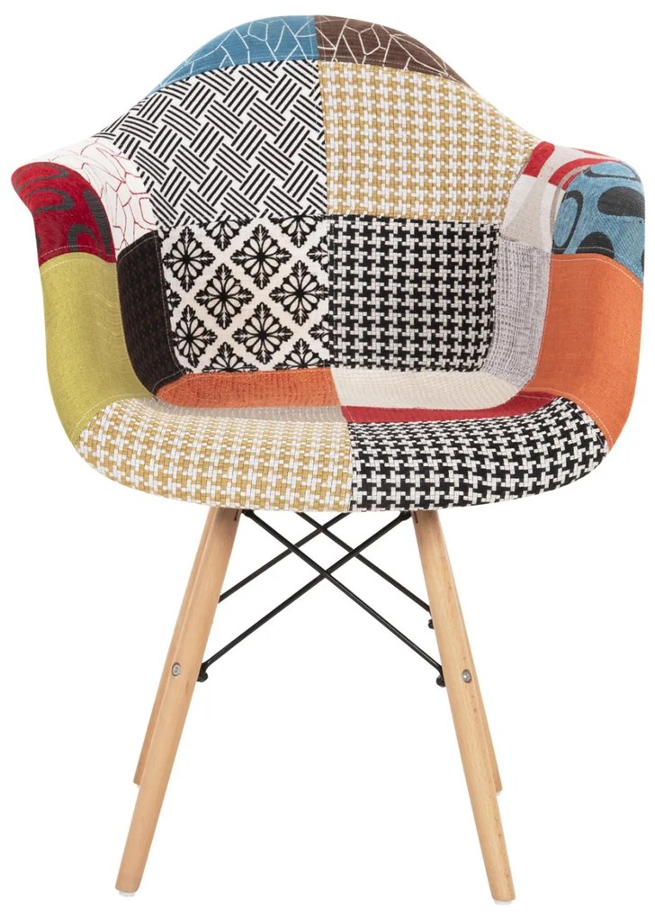 Καρέκλα MIRTO με Ξύλινα πόδια και Κάθισμα PATCHWORK 63x57x80 εκ. 4αδα 63x57x80 εκ.