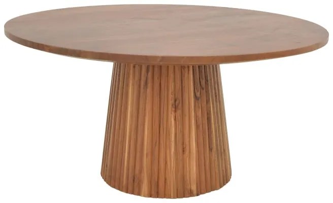 Τραπέζι σαλονιού Canicule ΙI pakoworld μασίφ ξύλο ακακίας σε καρυδί απόχρωση Φ80x40εκ