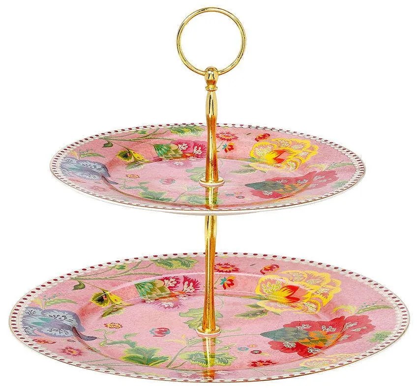 Ορντεβιέρα 2 Θέσεων Floral Pink 14.221.73 27cm Pink-Multi Cryspo Trio Πορσελάνη