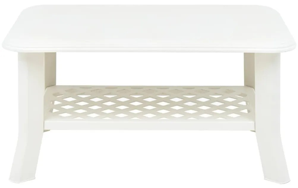 Τραπεζάκι Σαλονιού Λευκό 90 x 60 x 46 εκ. Πλαστικό - Λευκό