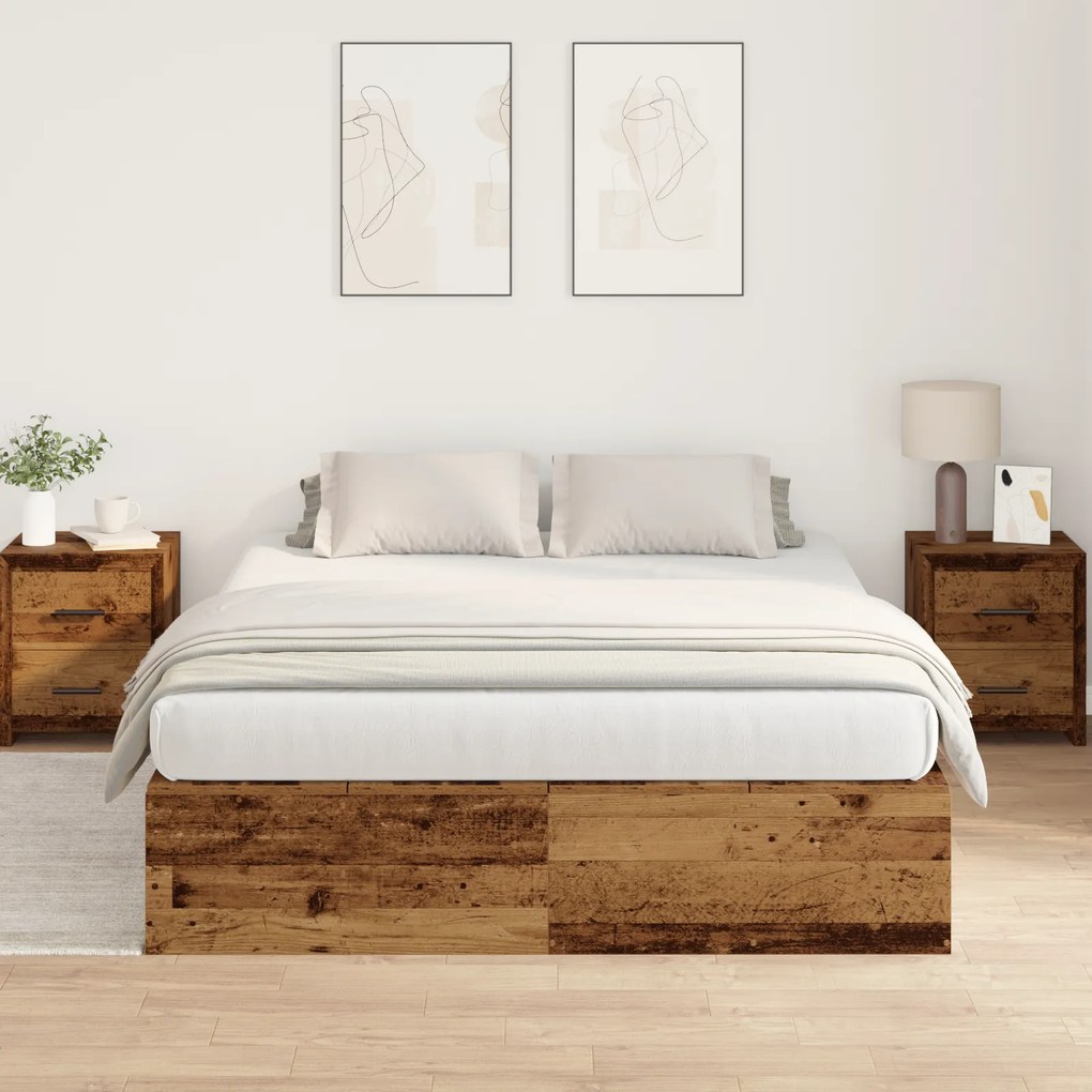 vidaXL Κρεβάτι Αποθήκης Παλιού Ξύλου 150x200 εκ